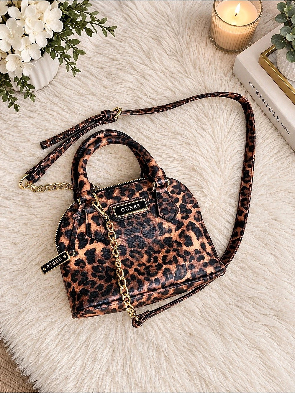 GUESS Leopard Print Crossbody Bag Brown & Black